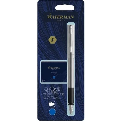 Afbeelding van Waterman vulpen Allure Chrome fijne punt, inclusief 6 inktpatronen, op blister