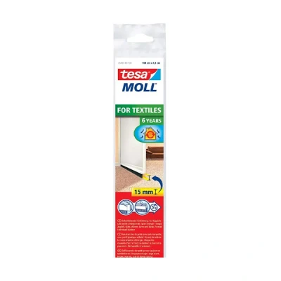 Image de tesa Moll calfeutrage bas de porte pour sol textille, blanc
