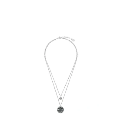 Afbeelding van s.Oliver Ketting met ronde hangers voor dames, Swarovski kristal en roestvrij staal, zilver