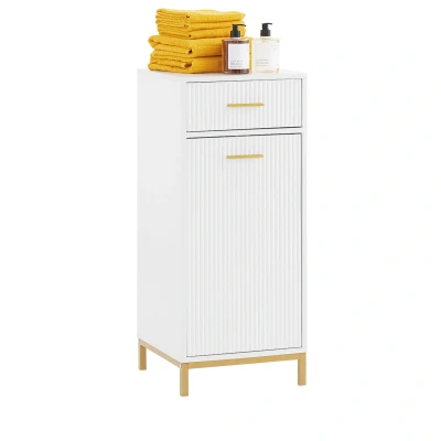 Afbeelding van SoBuy BZR180 W Badkameronderkast Wit Houtcomposiet met Wasmand