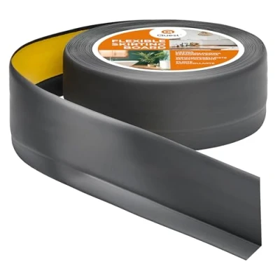 Afbeelding van Zachte plint, zelfklevend, donkergrijs, kniklijst om te lijmen, voor keuken badkamer, 50 x 20 mm, 25 meter