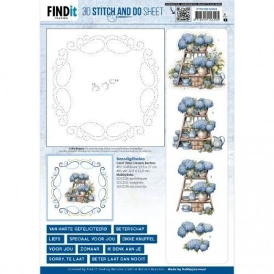 Afbeelding van 3D Stitch and Do Sheet Berries Beauties Blue Hydrangeas 2