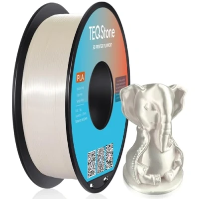 Afbeelding van TEQStone Zijde PLA filament, 1,75 mm, wit, 1 kg, maatnauwkeurigheid +/ 0,02 spoel netjes opgerold, voor 3D printers, vacuümverpakking