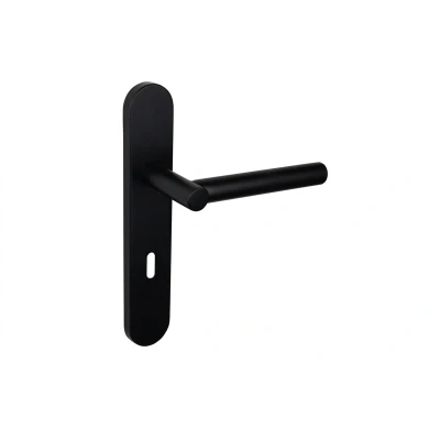 Afbeelding van Lavuzo deurkruk Grosetto Zwart met afgerond schild SL72 Per set Deurklink