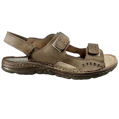 Afbeelding van ESTRO Sandalen voor heren, sandalen, zomer, leer met antislipzool, S2, Beige