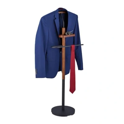 Afbeelding van Relaxdays Valet voor jassen en broeken, van MDF staal, h x b d: 116 47 28 cm, zwart bruin