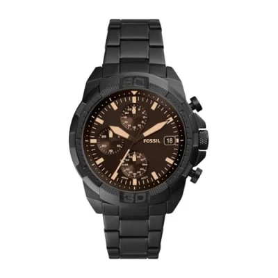 Image de Montre Bronson de Fossil chronographe en acier inoxydable noire pour homme FS5851