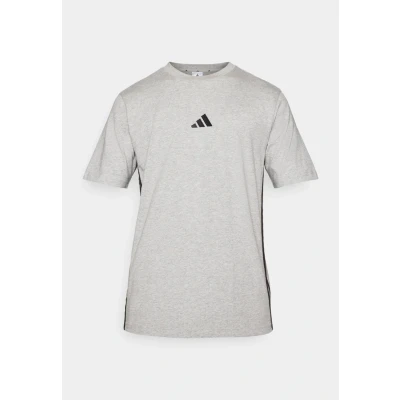 Afbeelding van adidas Sportswear Essential Three Stripes Single Tshirt basic, Heren, Maat: XS, Medium grey heather/black