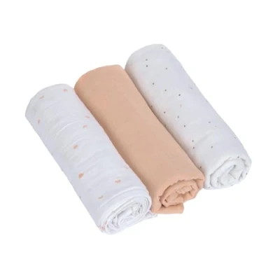 Afbeelding van Lässig Hydrofiele luier swaddle doek 3 stuks 85 x cm Moon peach