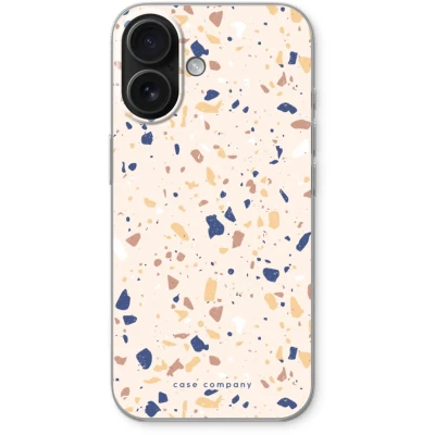 Afbeelding van Case Company® hoesje geschikt voor iPhone 16 Terrazzo N23 Soft Cover Telefoonhoesje Bescherming aan alle Kanten en Schermrand