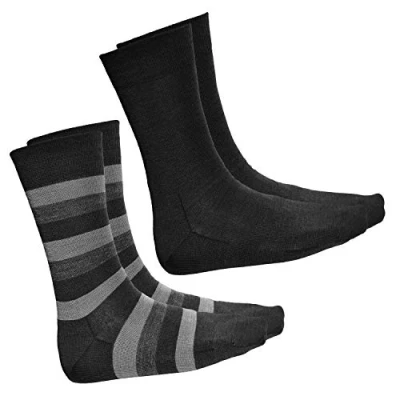 Afbeelding van VITSOCKS Wintersokken Merino wol warm fijn heren (2 paar) comfortabel zacht, zwart/grijs