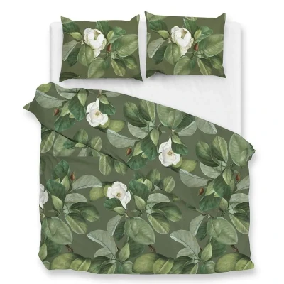 Afbeelding van Dekbedovertrek Kelly 2 persoons (200x200/220 cm) Katoen satijn Bloemen Groen Zo!Home Ga naar Dekbed Discounter.nl &amp; Profiteer