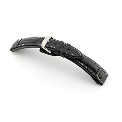 Afbeelding van RIOS1931 Horlogebandje, buffelleer, handgemaakt in Duitsland, L, zwart., 24mm, Riem