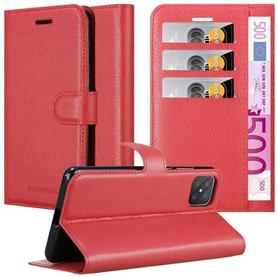 Afbeelding van Cadorabo Hoesje geschikt voor Oppo A92s in KARMIJN ROOD Beschermhoes met magnetische sluiting, standfunctie en kaartvakje Book Case Cover Etui