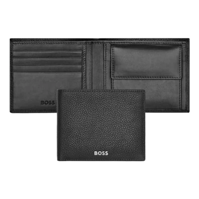 Afbeelding van HUGO BOSS Leren Portemonnee Classic Grained Wallet Black Zwart