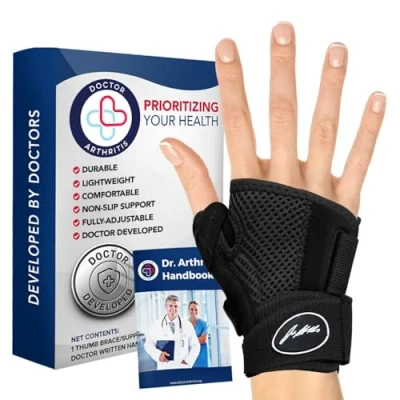 Afbeelding van Dr. Arthritis Duimspalk, ontworpen door artsen, duimbrace, rechter en linkerpols, voor tendinitis, duimbescherming mannen vrouwen, zwart, eenvoudig