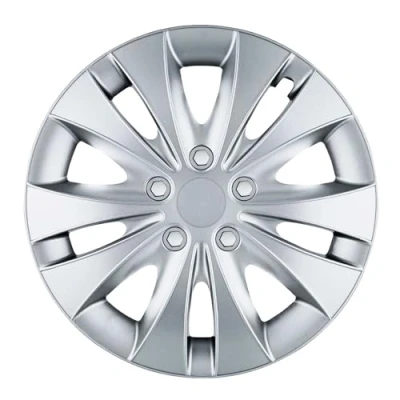 Afbeelding van Set van 4 14&quot; Wieldoppen zilver 13 16&quot; Stormer voor de meeste automerken en stalen velgen Sierdoppen in zwart of autovelgen