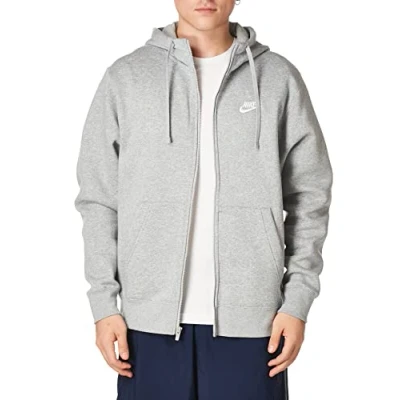 Afbeelding van Nike Sportswear CLUB Hoodie Sweater met rits, Heren, Maat: 4XL T, Dark grey heather/matte silver/white