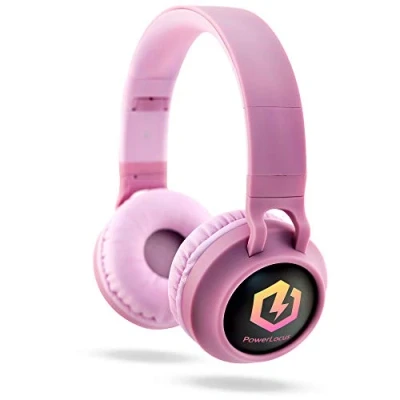 Afbeelding van PowerLocus Buddy Draadloze On Ear Koptelefoon voor Kinderen, LED lampjes, 85db Limiet, met Microfoon, Micro SD poort Roze