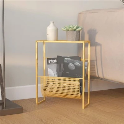 Afbeelding van Tijdschriftenrek 35x15x45 cm staal goudkleurig