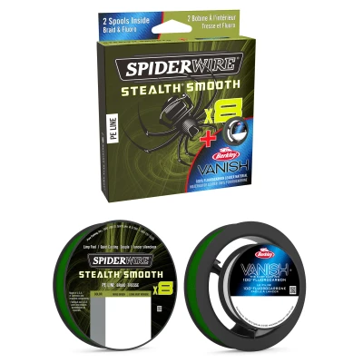 Afbeelding van Spiderwire Stealth Smooth 8 &amp; Vanish Fluorocarbon Duo Spool 0,11mm/0,32mm Gevlochten lijn
