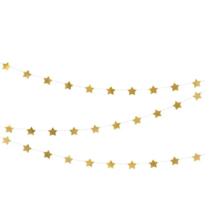 Afbeelding van Partydeco Slinger Sterren Goud (3,6 meter)