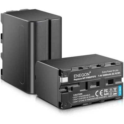 Afbeelding van ENEGON NP F970 2 stuks 8400 mAh oplaadbare Li ion batterij voor Sony F970/960/950/930 F570 F550 F530 F330, CCD SC55, TR516, TR716, TR88 18, TR9. 10 TR917