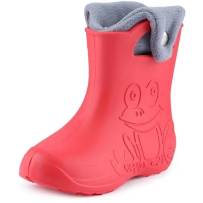 Afbeelding van Ladeheid LA CA FrogButton Kinder Regenlaarzen Rubber met Binnenschoen EVA Wasbare Koraal/Grijs 30/31