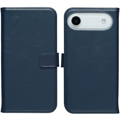 Afbeelding van Selencia Echt Leren Bookcase voor de Apple iPhone 17 Air Blauw