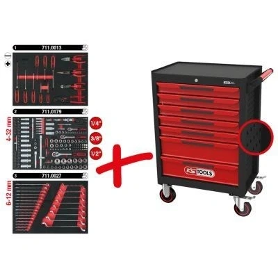Afbeelding van KS Tools 897.7215 Werkplaatswagen Plaatstaal Kleur (specifiek): Zwart, Rood
