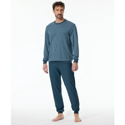 Afbeelding van Schiesser Comfort Essentials Pyjama, Heren, Maat: 50, Blaugrau