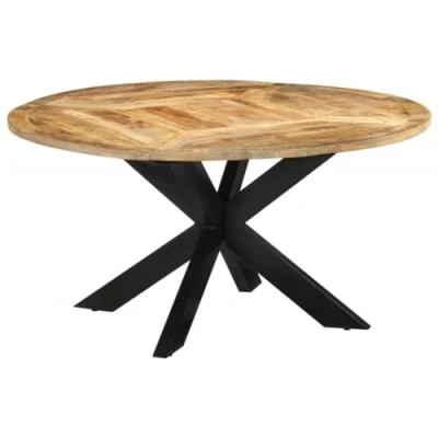 Image de vidaXL Table à dîner Ø150x76 cm bois de manguier massif brut351710