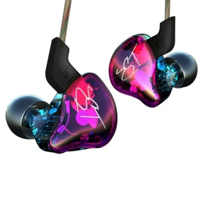 Afbeelding van Yinyoo KZ ZST Kleurrijke hybride evenwichtsarmatuur met dynamische in ear hoofdtelefoon 1BA+1DD Hifi (paars, zonder microfoon)