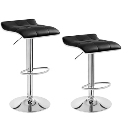 Afbeelding van WOLTU BH28sz 2 Barkruk Zwart Set van in Kunstleer draaistoel krukken Antislip en verstelbaar
