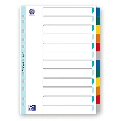 Afbeelding van OXFORD 20 verpakkingen neutrale tabbladen, A4, 12 posities, dikte 170 g, wit