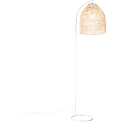 Afbeelding van QAZQA Landelijke vloerlamp wit met rotan Sam