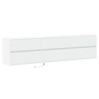 Image de vidaXL Meuble TV mural avec LED blanc 180x31x45 cm3307933