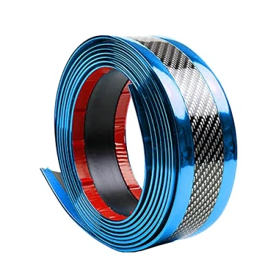 Afbeelding van ETOPARS Auto dorpel sticker koolstofvezel blauw 5 cm x 2,5 m zelfklevende beschermstrip voor bumpers