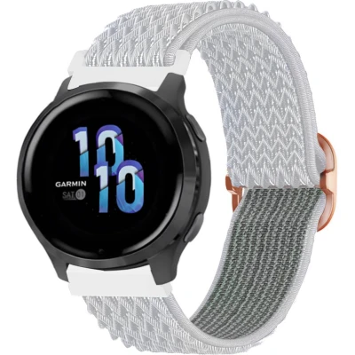 Afbeelding van iMoshion Elastisch nylon 22 mm bandje Geschikt voor Garmin Venu 2 / Fenix 7 Pro 7s 6 Vivoactive 4 Polar Grit X Vantage M2 V2 Wit