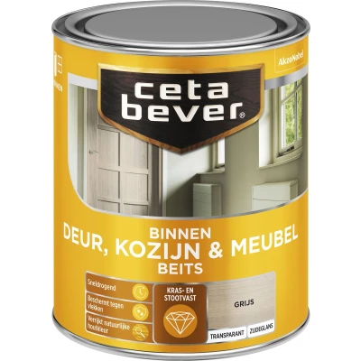 Afbeelding van Ceta Bever Binnenbeits Deur, Kozijn &amp; Meubel Zijdeglans Grijs 0592 0,75 liter Blanke lak Beits