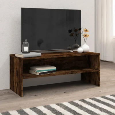 Afbeelding van Tv meubel 100x40x40 cm bewerkt hout gerookt eikenkleurig