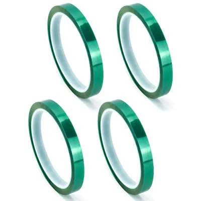 Afbeelding van QWORK 4 rollen hittebestendige tape, 10 mm x 33 m, PET sublimatietape voor elektronica, printplaat, warmteoverdracht (blauw)