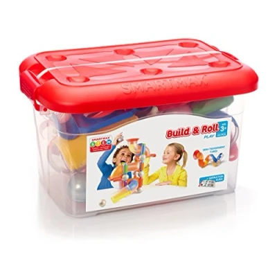 Image de SmartMax Build &amp; Roll Dès 3 ans Circuit à balles Jouet magnétique éducatif Jeu de construction enfants 44 pièces Tubes transparents, barres aimantées, métalliques