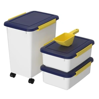 Afbeelding van Cetomo Hondenvoerbak, waterdicht, met wielen, siliconen afdichting, druksluitingen, kunststof, deksel, wit, 10 l x 2 + 32 l, 3,5 kg 12 (1