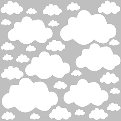 Afbeelding van PREMYO 30 Wolken Muurstickers Kinderkamer Meisje Jongen Muurtattoo Stickers Babykamer Zelfklevend Wit