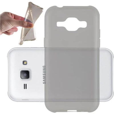 Afbeelding van Cadorabo Hoesje geschikt voor Samsung Galaxy J1 2015 in TRANSPARANT ZWART Beschermhoes gemaakt van flexibel TPU Silicone Case Cover