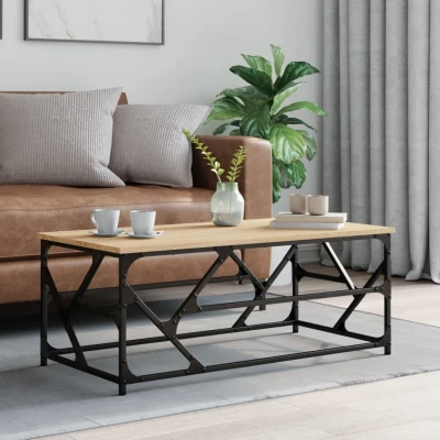 Afbeelding van Salontafel 100x50x40 cm bewerkt hout sonoma eikenkleurig