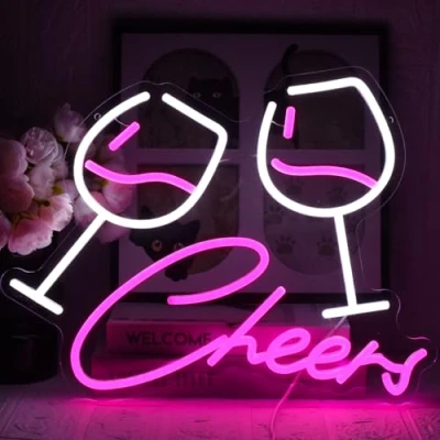 Afbeelding van UExnkj Y Cheers Neon neonbord voor wanddecoratie, bar, USB LED bar thuis, speelpub, bistro, nachtclub, slaapkamer, feest