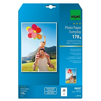 Afbeelding van SIGEL IP713 fotopapier Everyday fotopapier, hoogglanzend, DIN A4 (21 x 29,7 cm), 170 g/m², 20 vellen