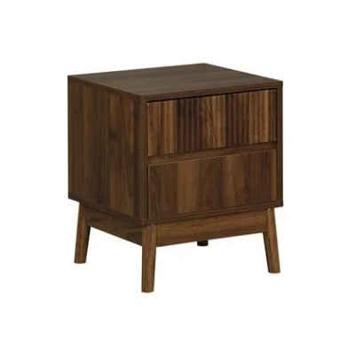 Afbeelding van sweeek Nachtkastje, walnoothout decor, linear, l 40 x b 39 h 48cm